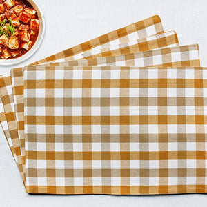 Cotton Lanfranki Yellow Check Table Placemats Pack Of 4 freeshipping - Airwill