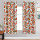 Cotton Orange Floral Long 9ft Door Curtains Pack Of 2