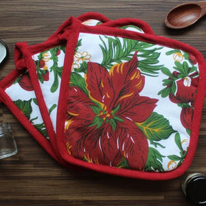 Cotton Maroon Flower Pot Holders Pack Of 3 freeshipping - Airwill