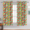 Cotton Green & Orange Floral Long 9ft Door Curtains Pack Of 2