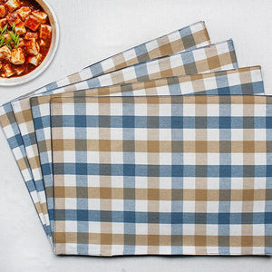 Cotton Lanfranki Blue Check Table Placemats Pack Of 4 freeshipping - Airwill