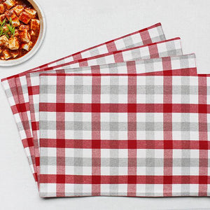 Cotton Lanfranki Red Check Table Placemats Pack Of 4 freeshipping - Airwill
