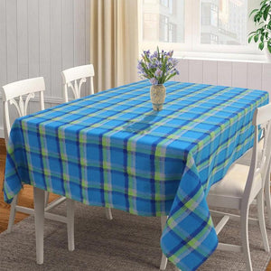 Cotton Iran Check Blue 4 Seater Table Cloths Pack Of 1 freeshipping - Airwill