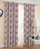 Cotton Check Floral 7ft Door Curtains Pack Of 2