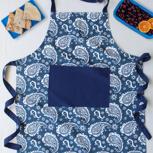 Cotton Blue Paisley Free Size Apron Pack of 1 freeshipping - Airwill