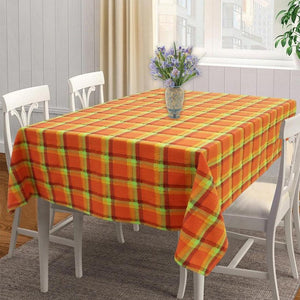 Cotton Iran Check Orange 4 Seater Table Cloths Pack Of 1 freeshipping - Airwill