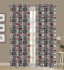 Cotton Xmas Heart 5ft Window Curtains Pack Of 2