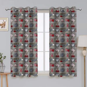 Cotton Xmas Heart 5ft Windows Curtains Pack Of 2