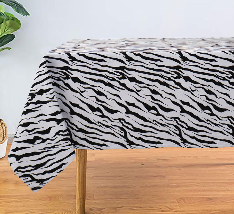 Cotton White Tiger Stripe 6 Seater Table Cloths Pack Of 1