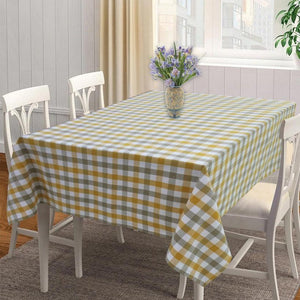 Cotton Lanfranki Yellow Check 4 Seater Table Cloths Pack Of 1 freeshipping - Airwill