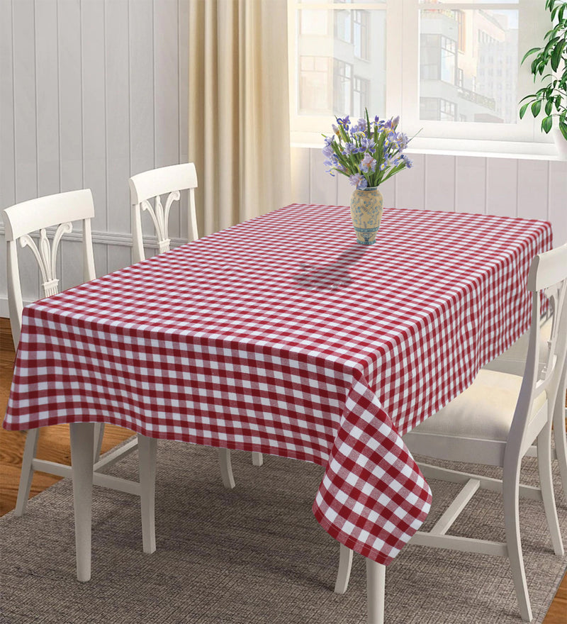 Cotton Gingham Check Red 2 Seater Table Cloths Pack Of 1