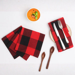 Cotton Xmas Big Check Table Napkins Pack of 4