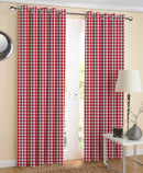 Cotton Gingham Check Red 5ft Window Curtains Pack Of 2