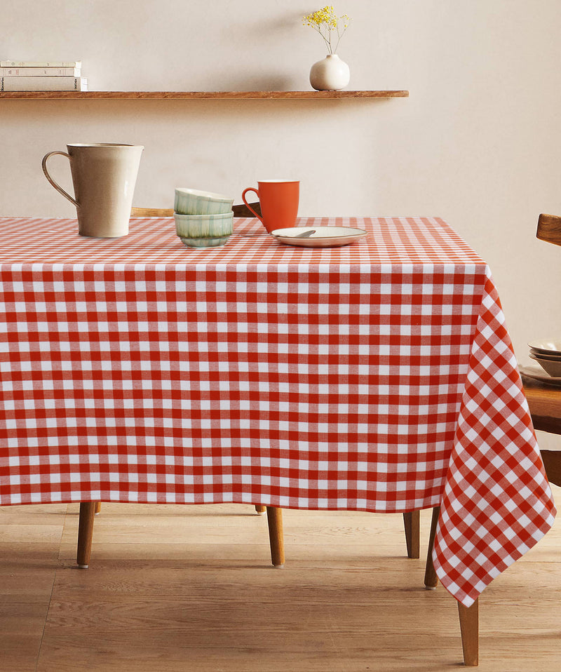 Cotton Gingham Check Red 2 Seater Table Cloths Pack Of 1