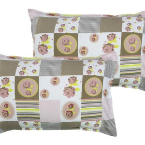 Cotton Check Flower Pillow Covers Pack Of 2 freeshipping - Airwill