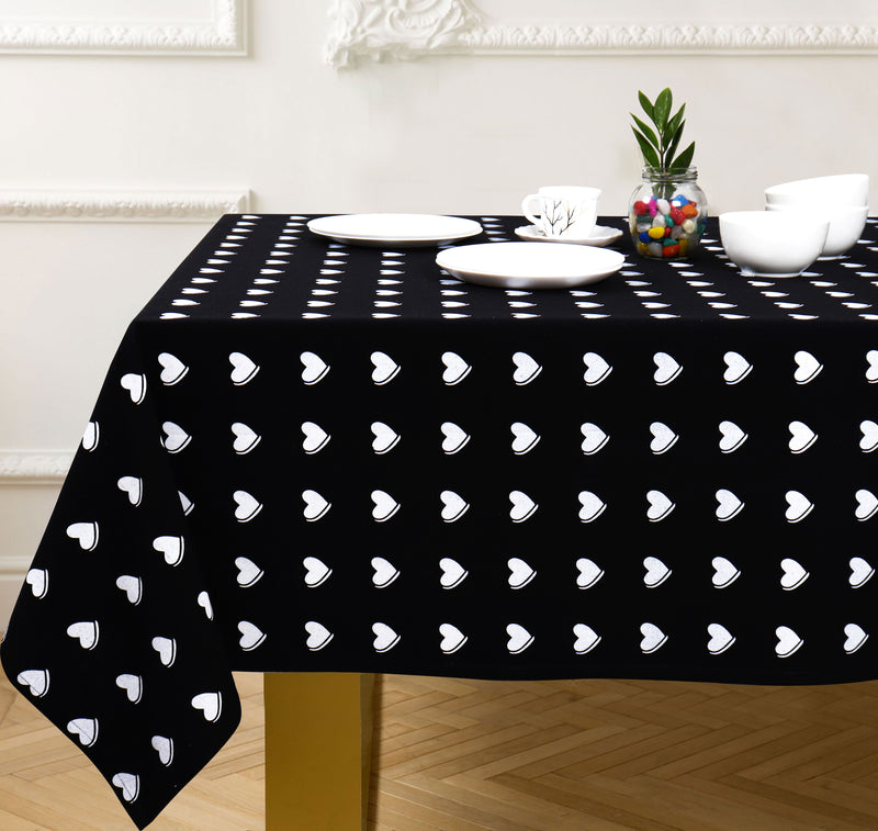 Cotton Black Heart 8 Seater Table Cloths Pack Of 1