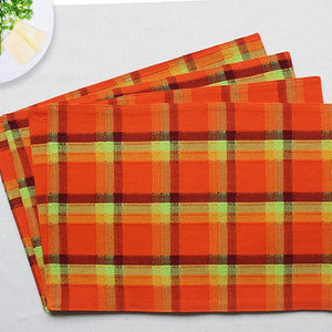Cotton Iran Check Orange Table Placemats Pack Of 4 freeshipping - Airwill