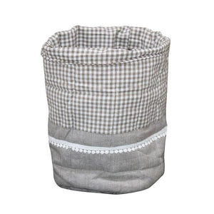 Cotton Grey Solid and Check Fruit Basket Pack Of 1 freeshipping - Airwill