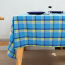 Cotton Iran Check Blue 6 Seater Table Cloths Pack Of 1