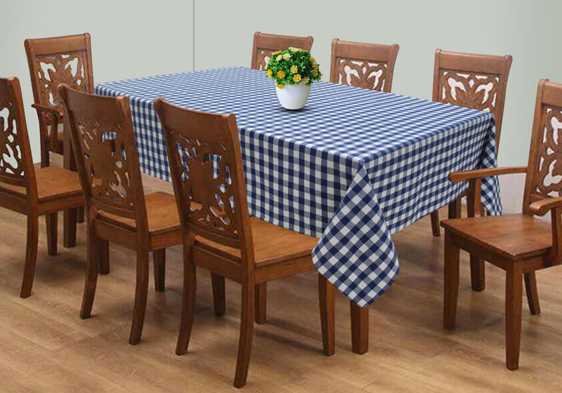Cotton Gingham Check Blue 6 Seater Table Cloths Pack Of 1