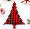 Cotton Christmas Small Checks Designed, Bell / Candy / Star / Tree Shaped Cushion with Recron Filled Pack Of 1 pc