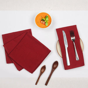 Cotton Solid Cherry Red Table Napkins Pack of 4