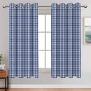 Cotton Gingham Check Blue 7ft Door Curtains Pack Of 2