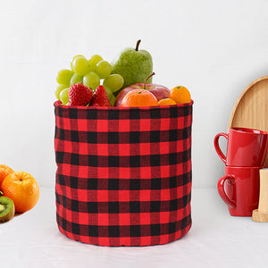 Cotton Xmas Red & Black Check Fruit Basket