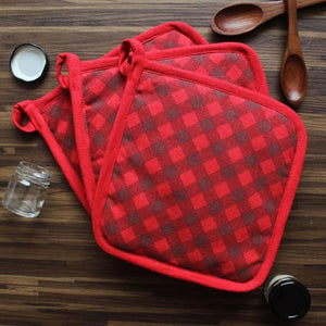 Cotton Buffalo Cross Pot Holders Pack Of 3 freeshipping - Airwill