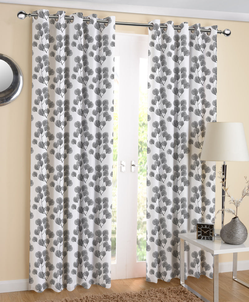 Cotton Root Leaf 7ft Door Curtains Pack Of 2