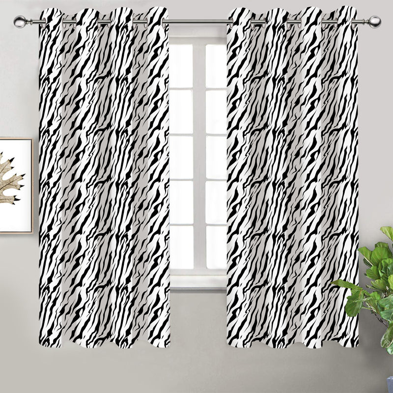 Cotton White Tiger Stripe 7ft Door Curtains Pack Of 2