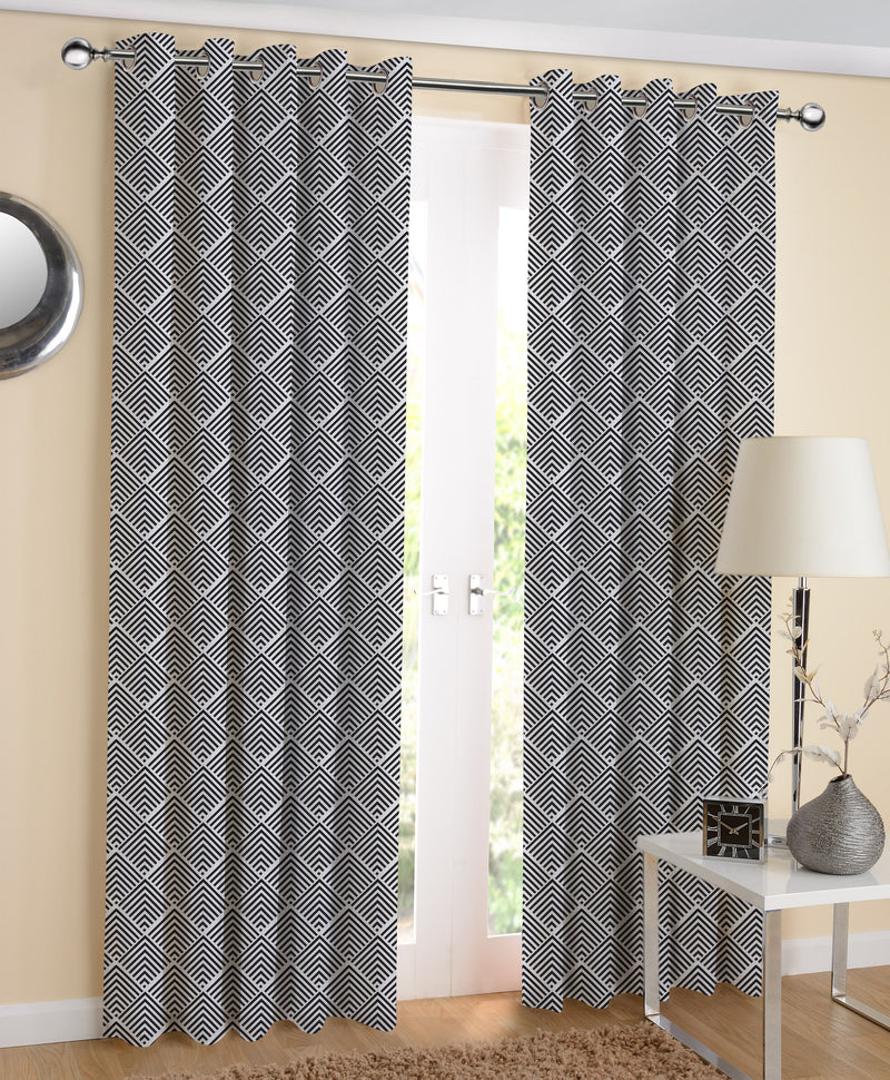 Cotton Diamond Check 5ft Window Curtains Pack Of 2
