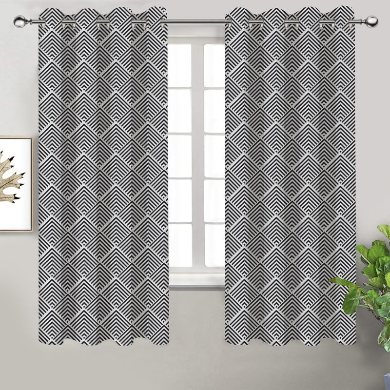 Cotton Diamond Check 7ft Door Curtains Pack Of 2