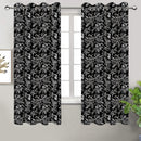 Cotton Black Flower 7ft Door Curtains Pack Of 2