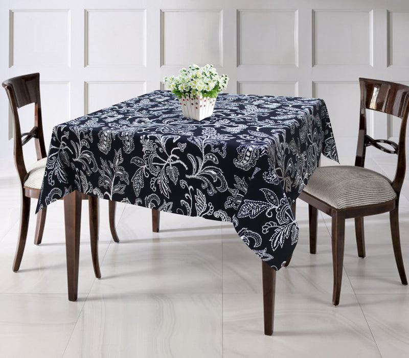 Cotton Black Flower 4 Seater Table Cloths Pack Of 1