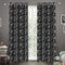 Cotton Black Flower Long 9ft Door Curtains Pack Of 2