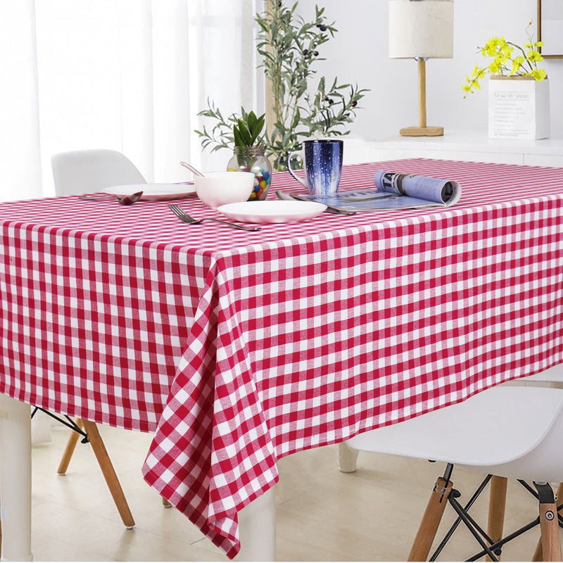 Cotton Gingham Check Rose 6 Seater Table Cloths Pack Of 1