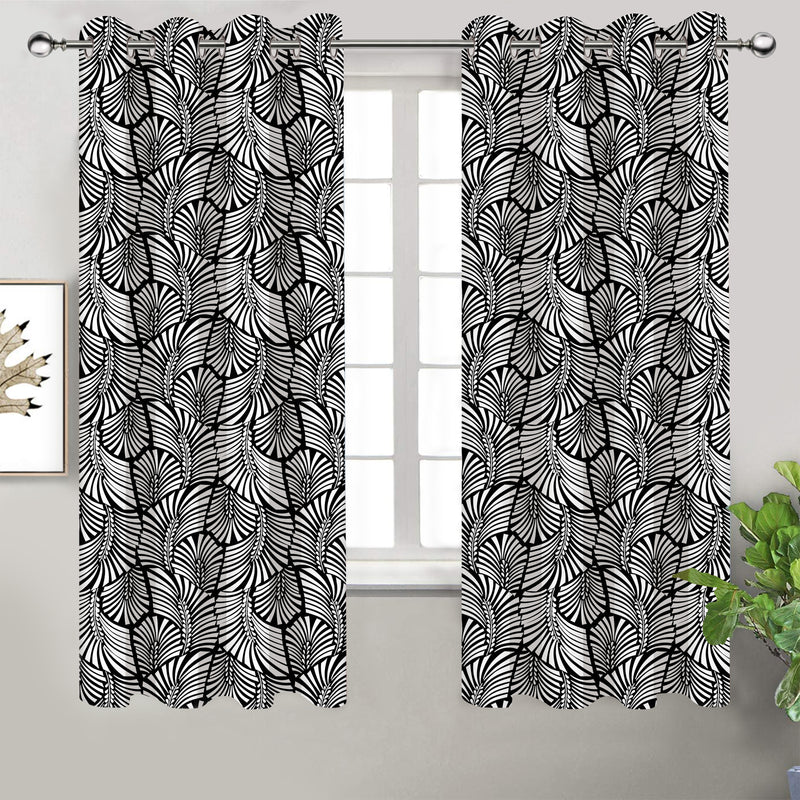 Cotton Black Zebra Long 9ft Door Curtains Pack Of 2