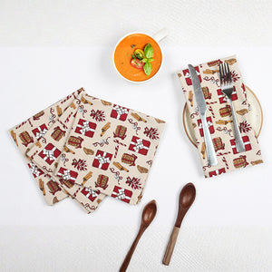 Cotton Xmas Gift Box Maroon Table Napkins Pack of 4