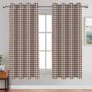 Cotton Gingham Check Brown 9ft Long Door Curtains Pack Of 2