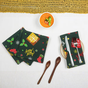 Cotton Xmas Gift box Table Napkins Pack of 4