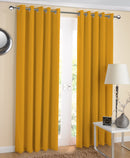 Cotton Solid Yellow 7ft Door Curtains Pack Of 2