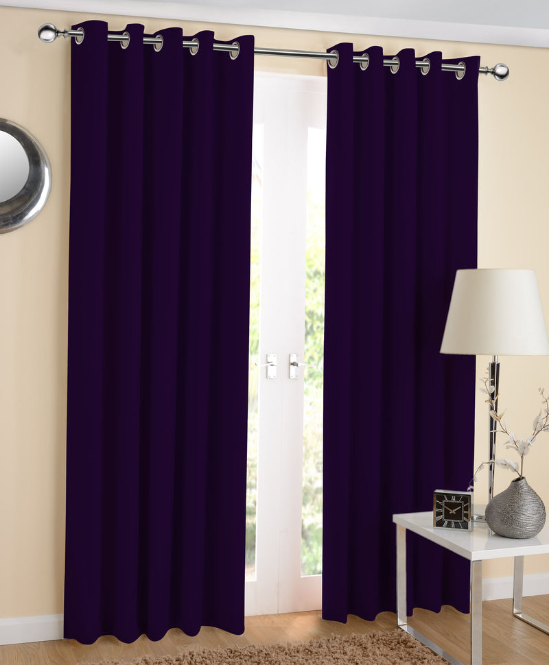 Cotton Solid Violet 7ft Door Curtains Pack Of 2