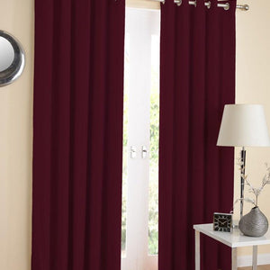 Cotton Solid Maroon 7ft Door Curtains Pack Of 2 freeshipping - Airwill