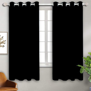 Cotton Solid Black 5ft Window Curtains Pack Of 2 freeshipping - Airwill