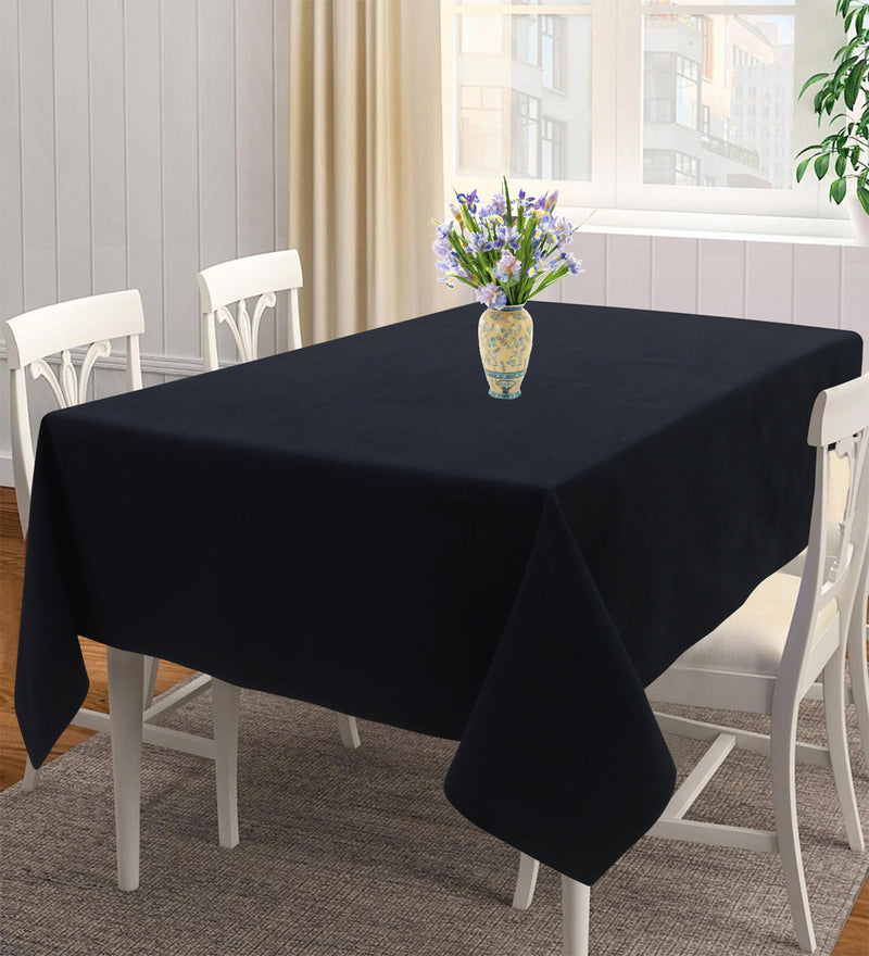 Cotton Solid Black 8 Seater Table Cloths Pack Of 1