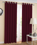 Cotton Solid Maroon 7ft Door Curtains Pack Of 2