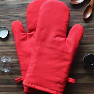 Cotton Solid Red Oven Gloves Pack Of 2 freeshipping - Airwill