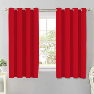 Cotton Solid Red 5ft Window Curtains Pack Of 2 freeshipping - Airwill