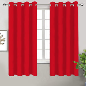 Cotton Solid Red 5ft Window Curtains Pack Of 2
